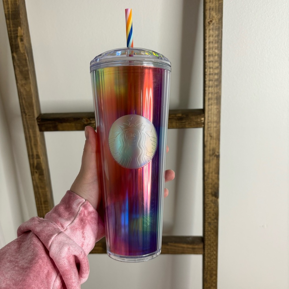 Starbucks Acrylic 2021 Summer Rainbow Kaleidoscope 24oz Venti Tumbler
